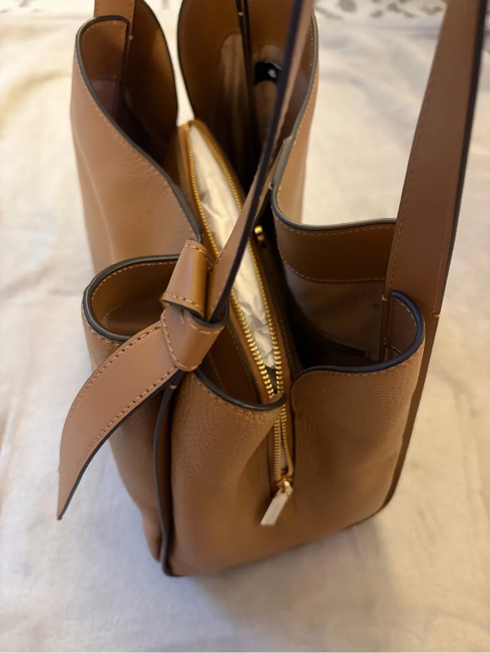kate spade Cognac Pebbled Leather Shoulder Tote